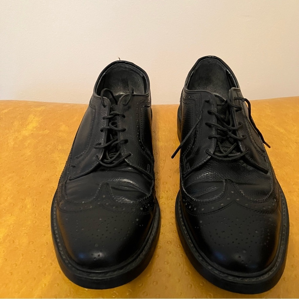 Vintage Oakwoods Mens Oxford Shoes Black Wingtip Leather Brogues Sz. 12 READ